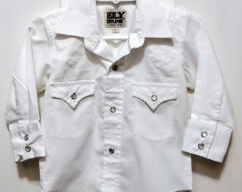 Vintage Boy's White Western Shirt Little Boy's ELY Shirt Kids Clothes