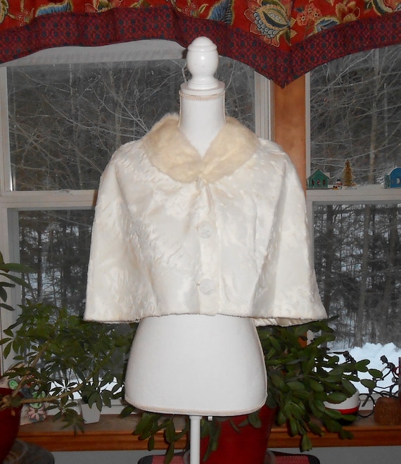 Vintage Fur Cape Rabbit Fur Collar Cape Winter Wed