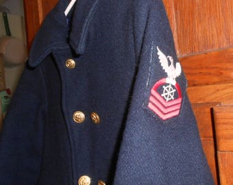 Sailor Jacket Boys Coat Blue Wool Coat Boy's Winter Coats  Size 6