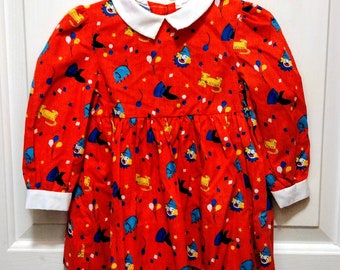 Vintage Toddler Girl's Dress Polly Flinders Dress Circus Themed Size 2 T