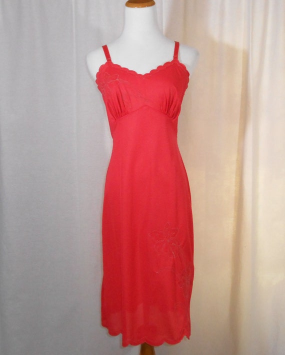 Red Full Slip 50's Lingerie Bombshell Red Slip Dr… - image 1