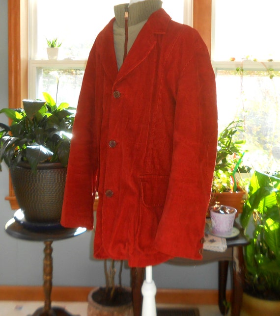 Elbow Patch Blazer Men s Vintage Blazer Red Corduroy Jacket Size