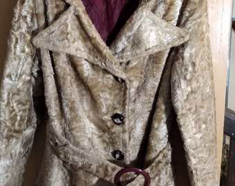 Women Vintage Faux Fur Coat 70's Coats Mod Coat