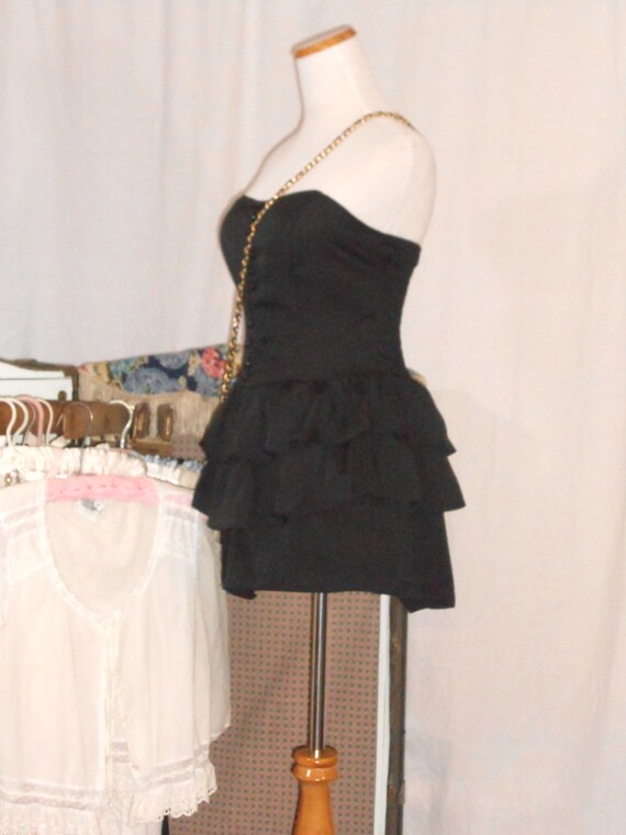 70's Dress Little Black Dress Strapless Mini Dres… - image 4
