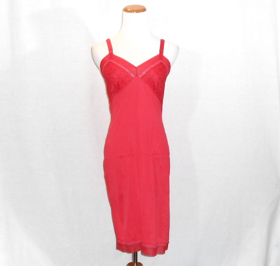 50's Red Lace Slip Bombshell Slip Dress - image 1