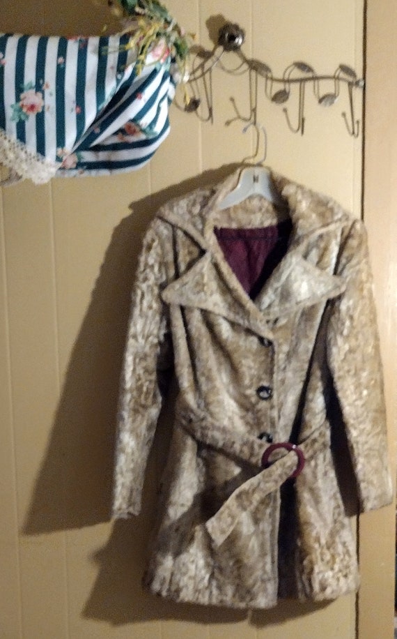 Women Vintage Faux Fur Coat 70's Coats Mod Coat - image 3