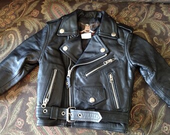 Kids Leather Jacket Motor Cycle Jacket Black Leather Jacket Size 2