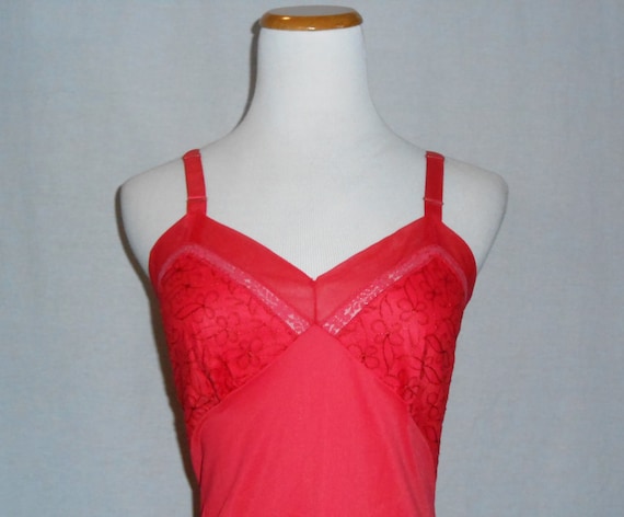 50's Red Lace Slip Bombshell Slip Dress - image 2