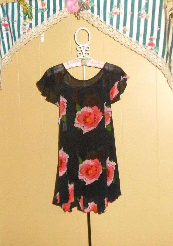 Betsey Johnson Dress Floral Babydoll Dress Size M Gem