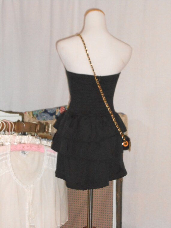 70's Dress Little Black Dress Strapless Mini Dres… - image 5