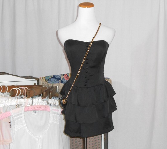 70's Dress Little Black Dress Strapless Mini Dres… - image 3