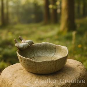 Unique Ceramic Bird Bath – Bird Feeder with Charming Twin Birds, Vintage Garden Decor for Outdoor Spaces, Perfect Gift for Bird Lovers Yards