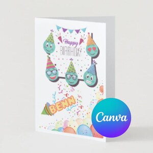 Tarjeta de cumpleaños editable en Canva. Personaliza el mensaje y ya sólo tienes que imprimir en una cartulina y felicitar a esa personita.
