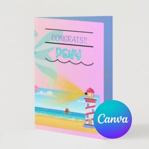 Tarjeta de cumpleaños editable en Canva. Personaliza el mensaje y ya sólo tienes que imprimir en una cartulina y felicitar a esa personita.