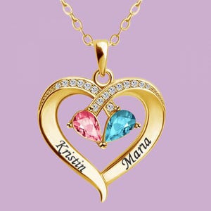 Personalized Name Pendant with Birthstone – Custom Engraved Jewelry in Gold, Rose Gold, or Silver – Gift for Her, Birthday, Anniversary