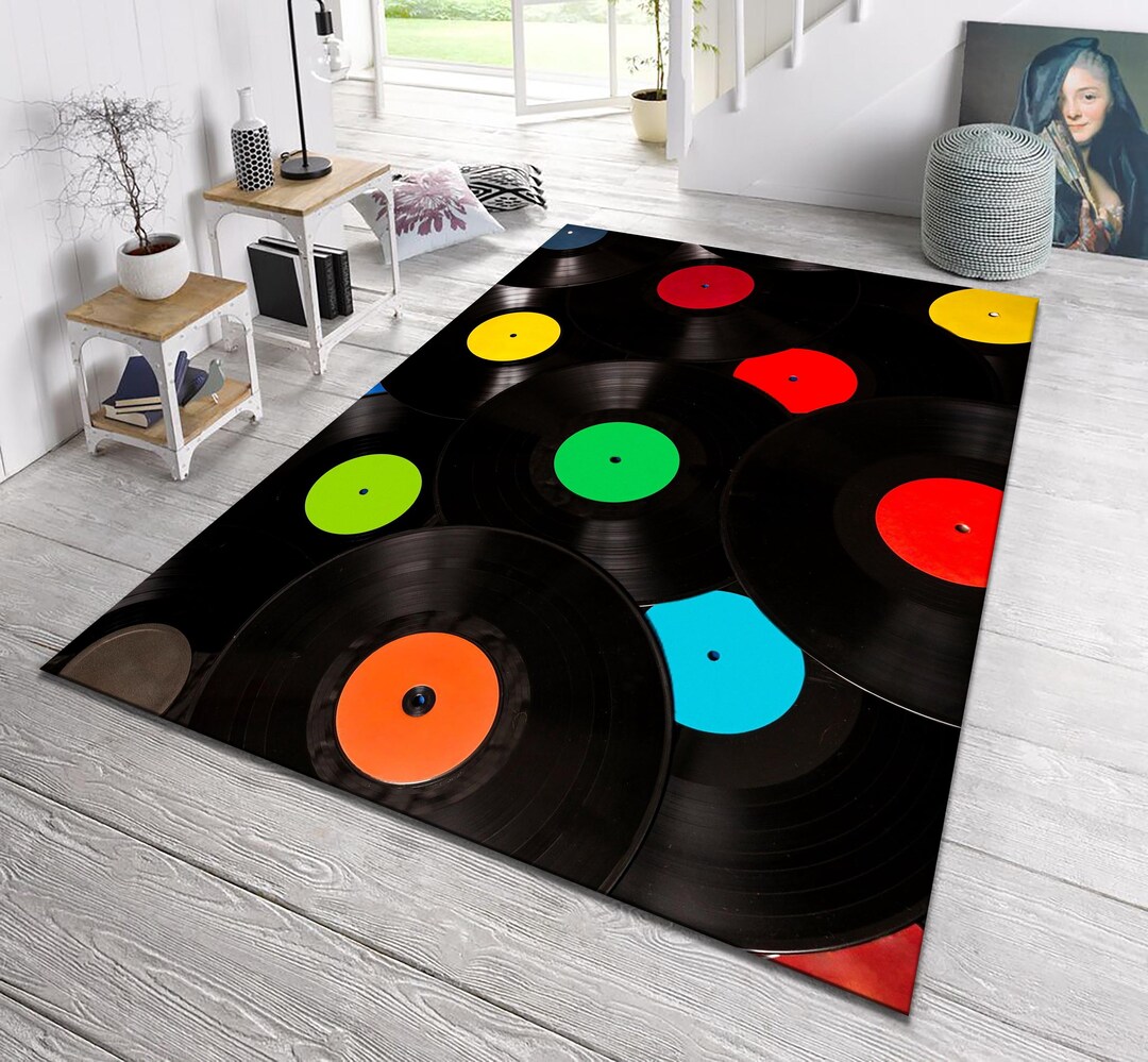 Colorful CD Patterned Music Room Rug, 90s Retro Style - Etsy