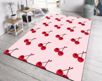 Cherry Rug: Pink & Red Cotton-Polyester Blend Carpet