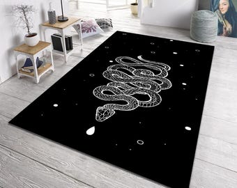 Gothic Snake Area Rug: Washable Living Room Carpet