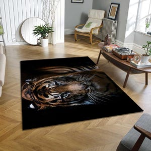 Tiger rug, Tiger themed area rug, Wild Animal Rugs, Tiger printed decorative rug, Bohem are rug, Tiger Printed Machine Washable Area Rug