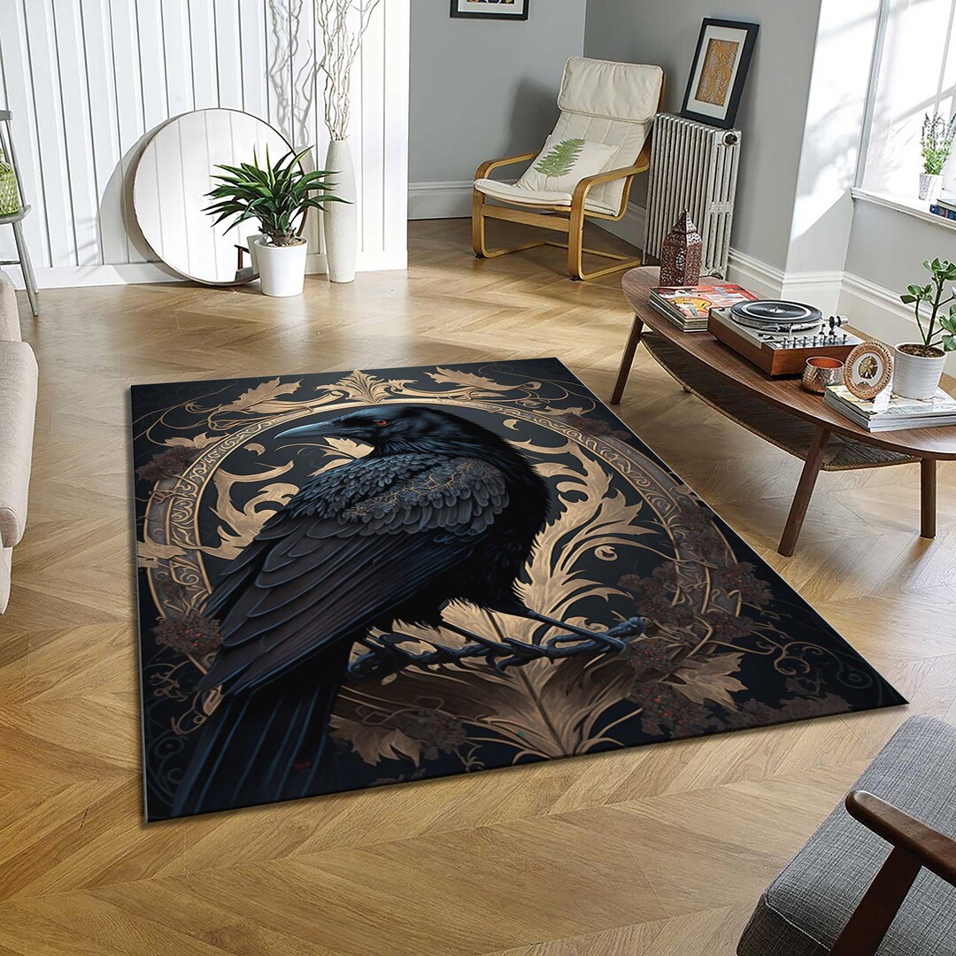 Gothic Rug For Library Gothic Raven Rug, Dark Crow Decor for Goth Room - Etsy