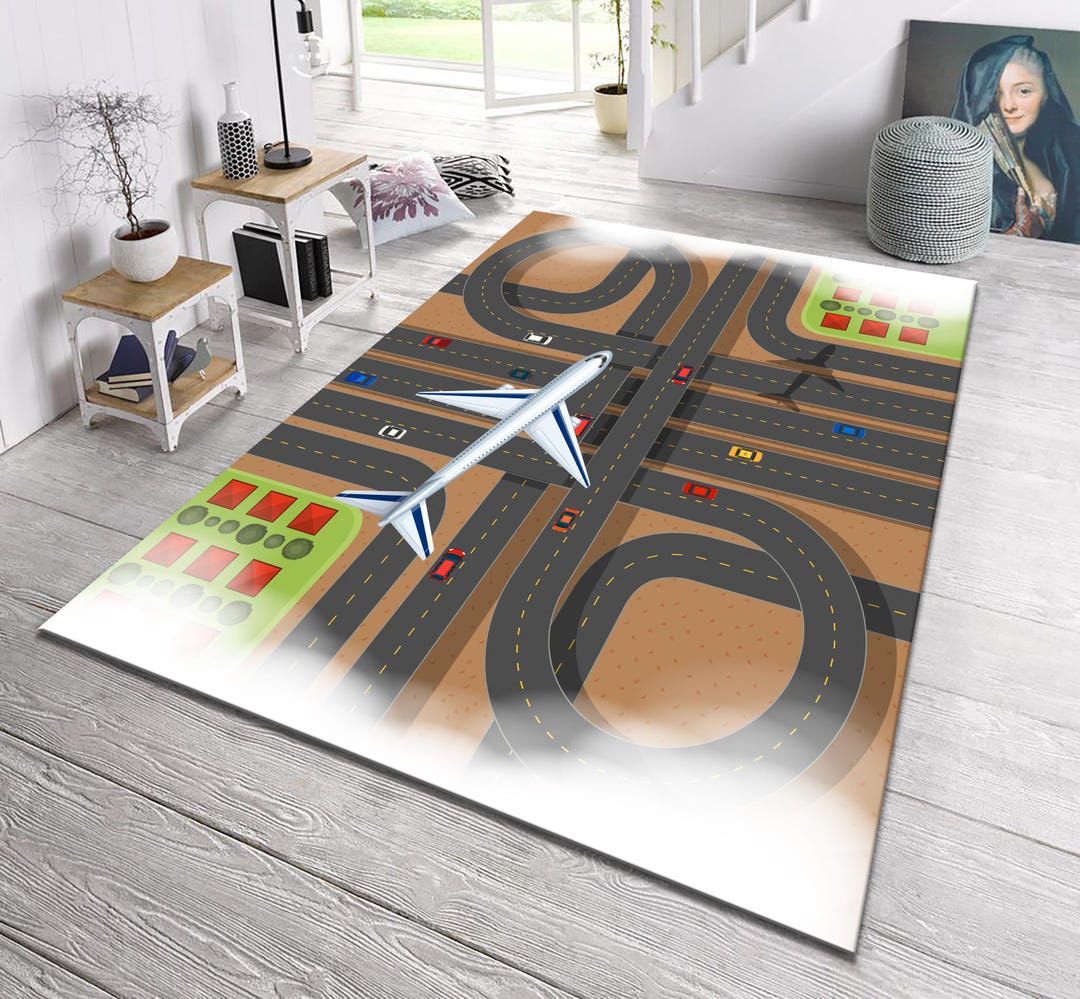 Plane Track Rug, Airport Runway Rug, Aircraft Rug, Runway Themed Rug ...