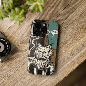 Whimsical Cat Phone Case, Durable Tough Cover, Vintage Art Case, Unique Gift for Cat Lovers, Fun Accessories, Birthday Present