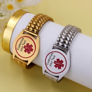 Engraved Medical Alert Bracelet: Stainless Steel, Adjustable, Customizable