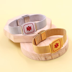 Waterproof Stainless Steel Medical Alert Bracelet – Custom Laser Engraved ID Tag， Suitable for Daily Wear and Outdoor Activities
