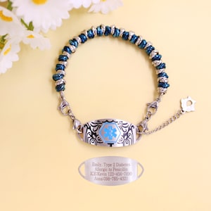 Laser Engraved Medical Alert Bracelet: Stainless Steel, Adjustable Multi-Link