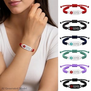 Personligt medicinskt varningsarmband, anpassat text- eller QR-kods-ID-armband