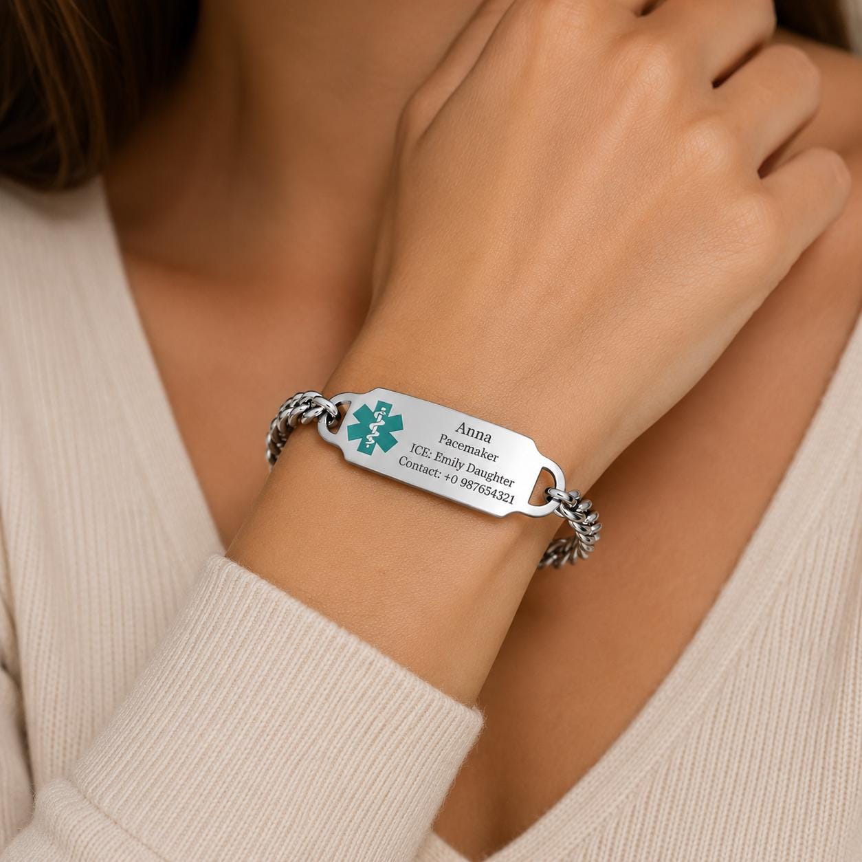 Personalized Medical ID Bracelet Stainless Steel Custom Engraved ...