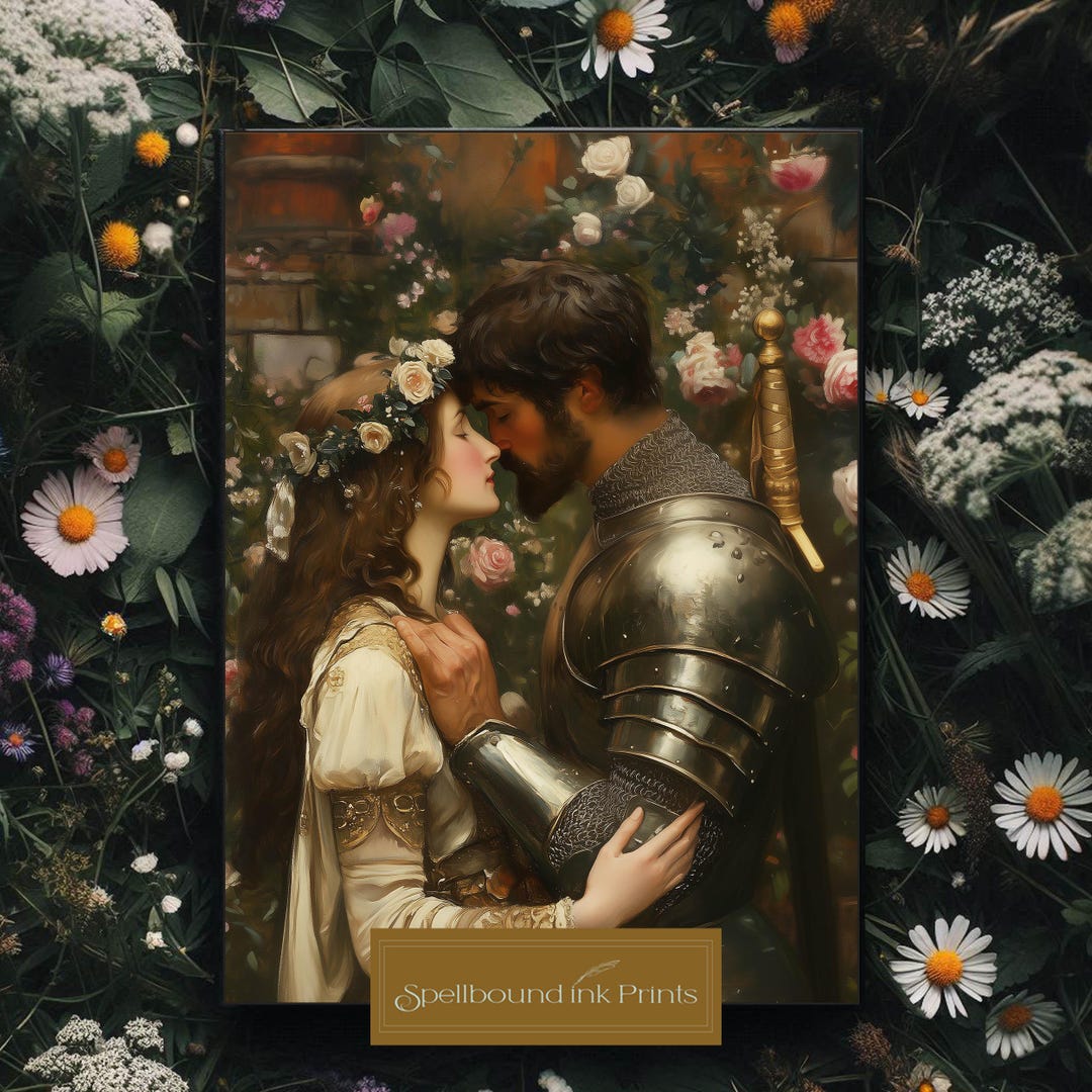 Medieval Fantasy Print, Knight in Armour, Lord and Lady Artwork(01)
