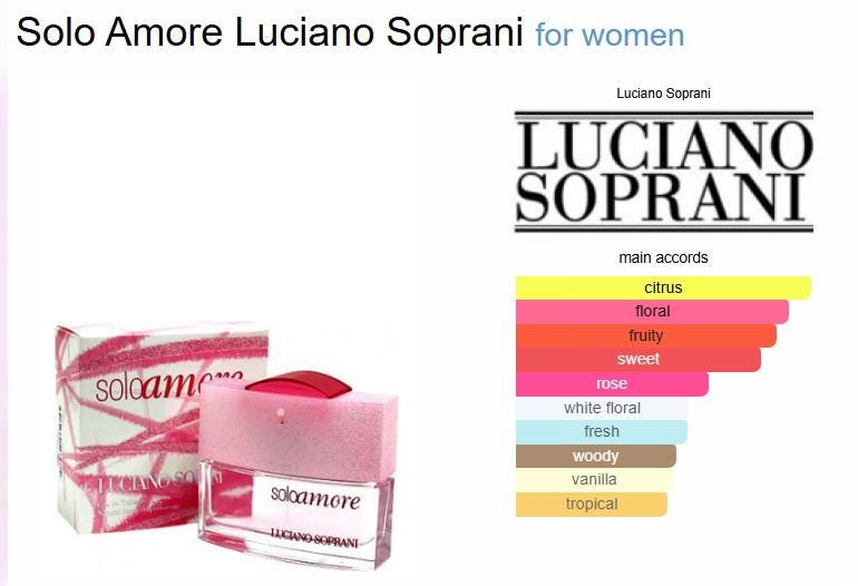 Luciano Soprani, Solo Amore Eau De Toilette EDT 90ml /3 Oz