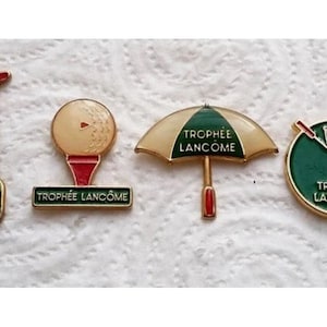 ピンゴルフトロフィーランコムパリコレクショントロフィーフランスヴィンテージエナメルメタルバッジ限定版希少廃盤ブローチ