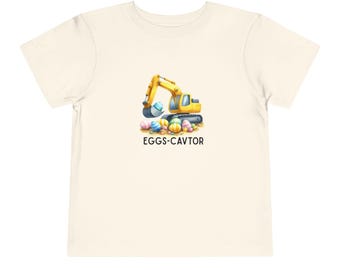 Eggs-cavator Excavator Construction Shirt, Toddler Tee | Cute Kids Machinery Design