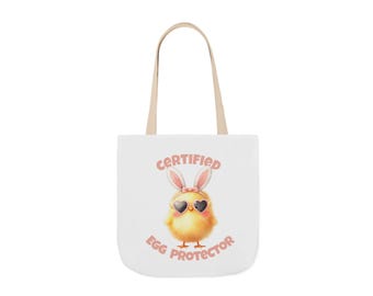 Certified Egg Protector chick illustration Tote Bag | Easter bunny ears design