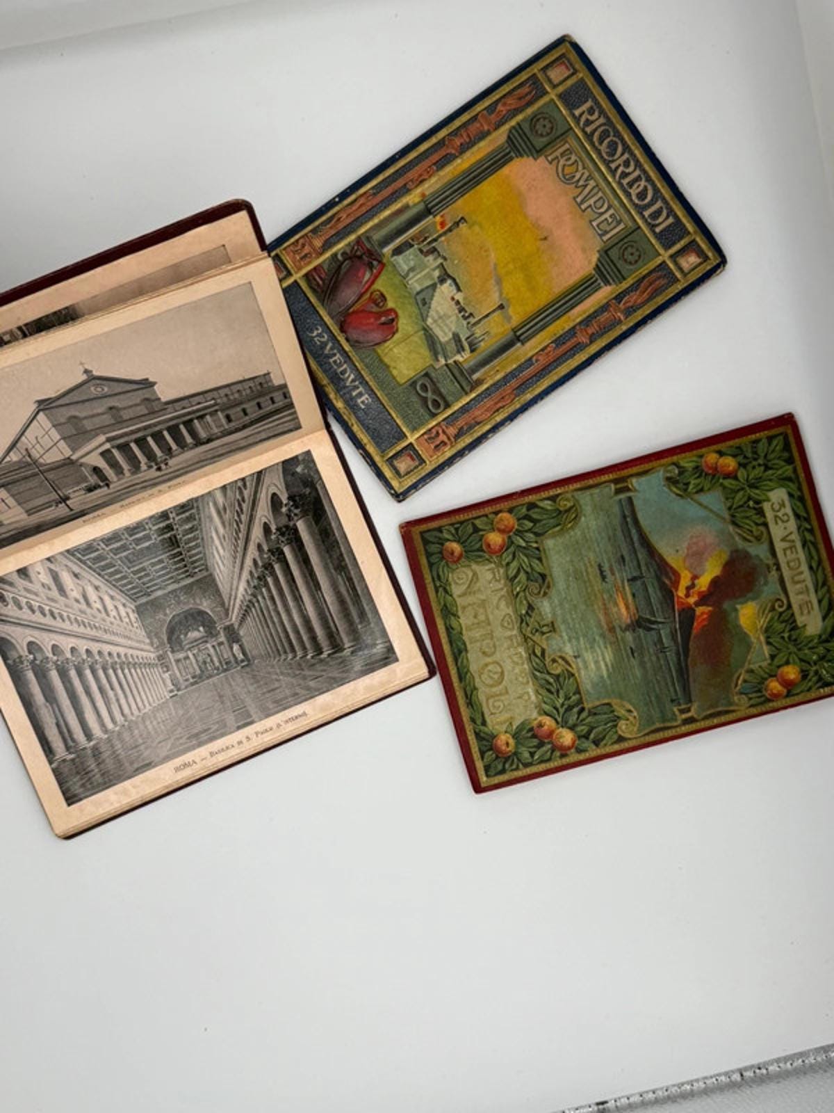 Set of 3 Vintage Italian Souvenir Photo Albums – Rome, Naples & Pompeii