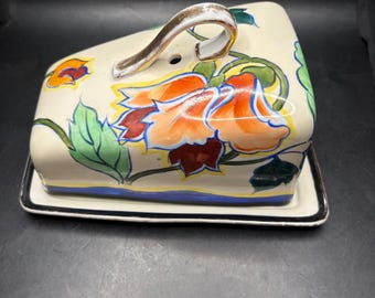 Art Deco Bedeckte Käse/Butterdose