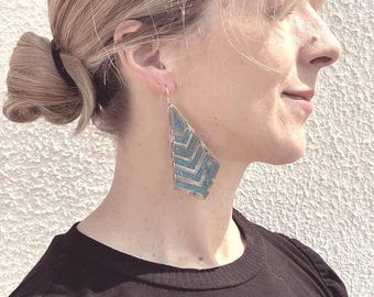 Vintage Alpaca blue earrings dangle earrings Mexico