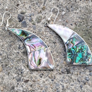 Vintage Abalone Shell Alpaca Mexico Earrings