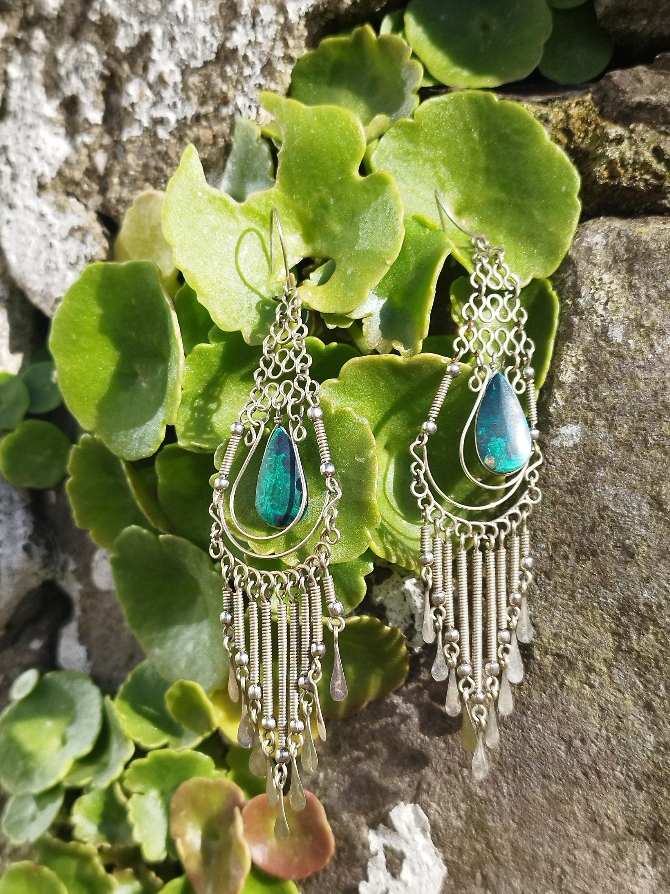Orecchini modello princess in argento con pietra blu e zirconi - ORO&CO