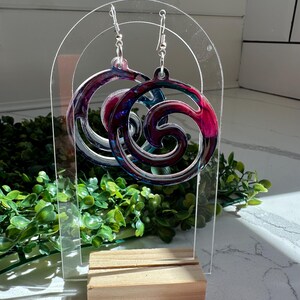 Modern swirl multi colored Resin Earrings, Abstract Dangle Earrings, Unique Statement Jewelry, Gift for Her, stand out Earrings