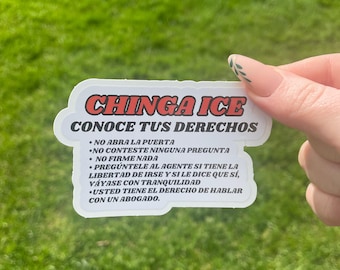 Chinga Ice, Conosci i tuoi diritti, Adesivo informativo sulla carta rossa per i diritti degli immigrati