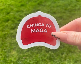 Adesivo Chinga Tu Maga, Cappello Rosso Divertente