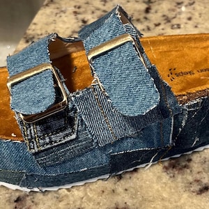 Handgefertigte Denim Plateau Sandalen | Recycelter Jeansstoff | Nachhaltige Mode