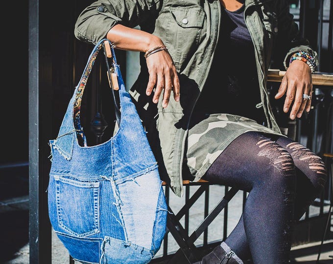 Featured listing image: Alexandria Hobo bag | Hobo Shoulder bag | Vintage Denim Hobo Bag | Sustainable Fashion Handbag