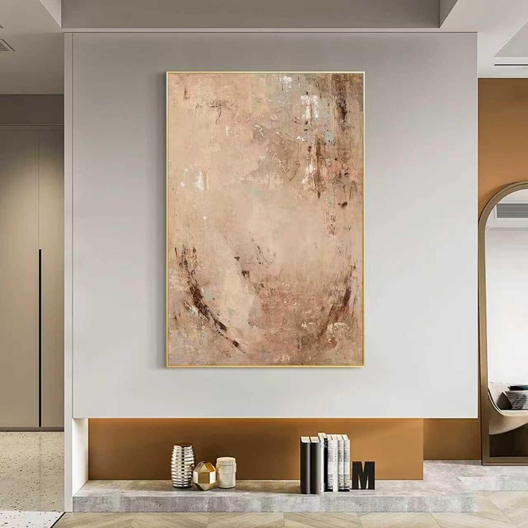 Textured Abstract Oil Painting, Beige Brown Palette Knife Canvas Art - Etsy