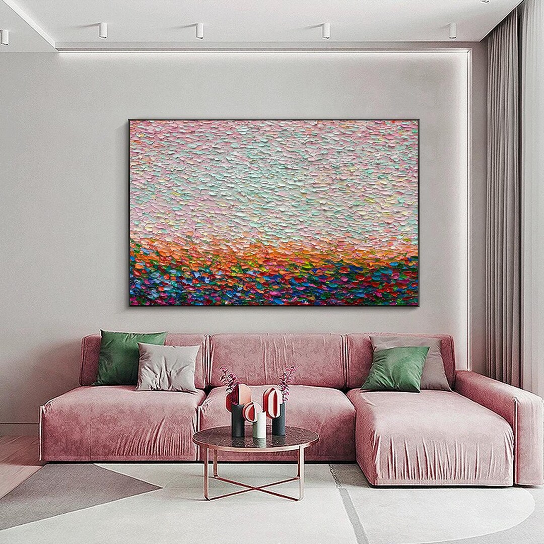 Textured Abstract Oil Painting: Colorful Impasto Seascape Canvas Art - Etsy
