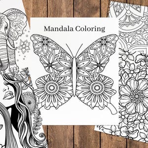 Mandala 50 Pages Coloring Book for Adults & Kids | Animal Mandala Designs | Relaxing Stress Relief Coloring Pages | Printable PDF