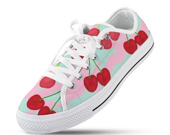 Cherry Pop Low Top Women&#39;s Canvas Shoes